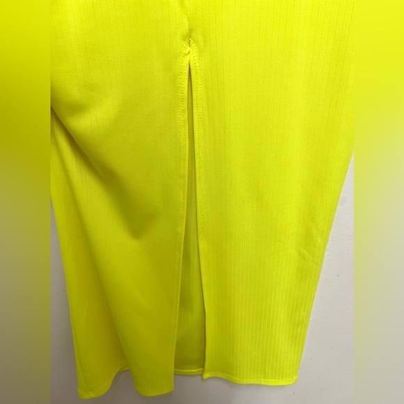Fashion Nova Neon Yellow Stretchy Long Dress Short Sleeves Size S - Picture 7 of 7